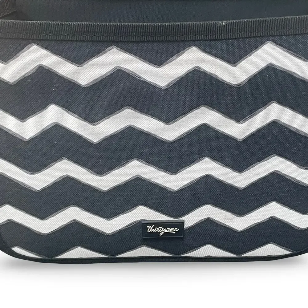 Thirty One Double Duty Caddy Black Chevron Links Tote Craft Nursery Organizer 31